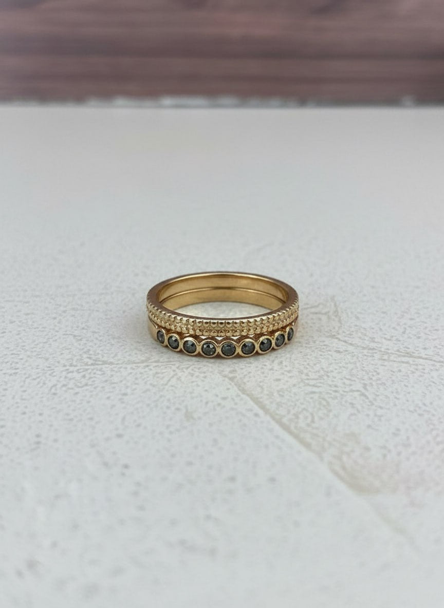 Black Diamond Stacked Band Ring