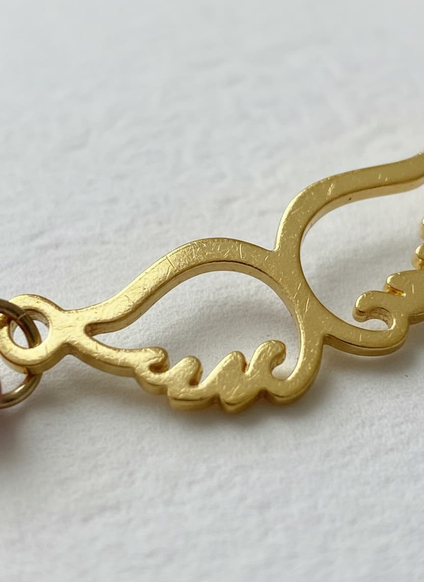 Macro close-up of the angel wings charm