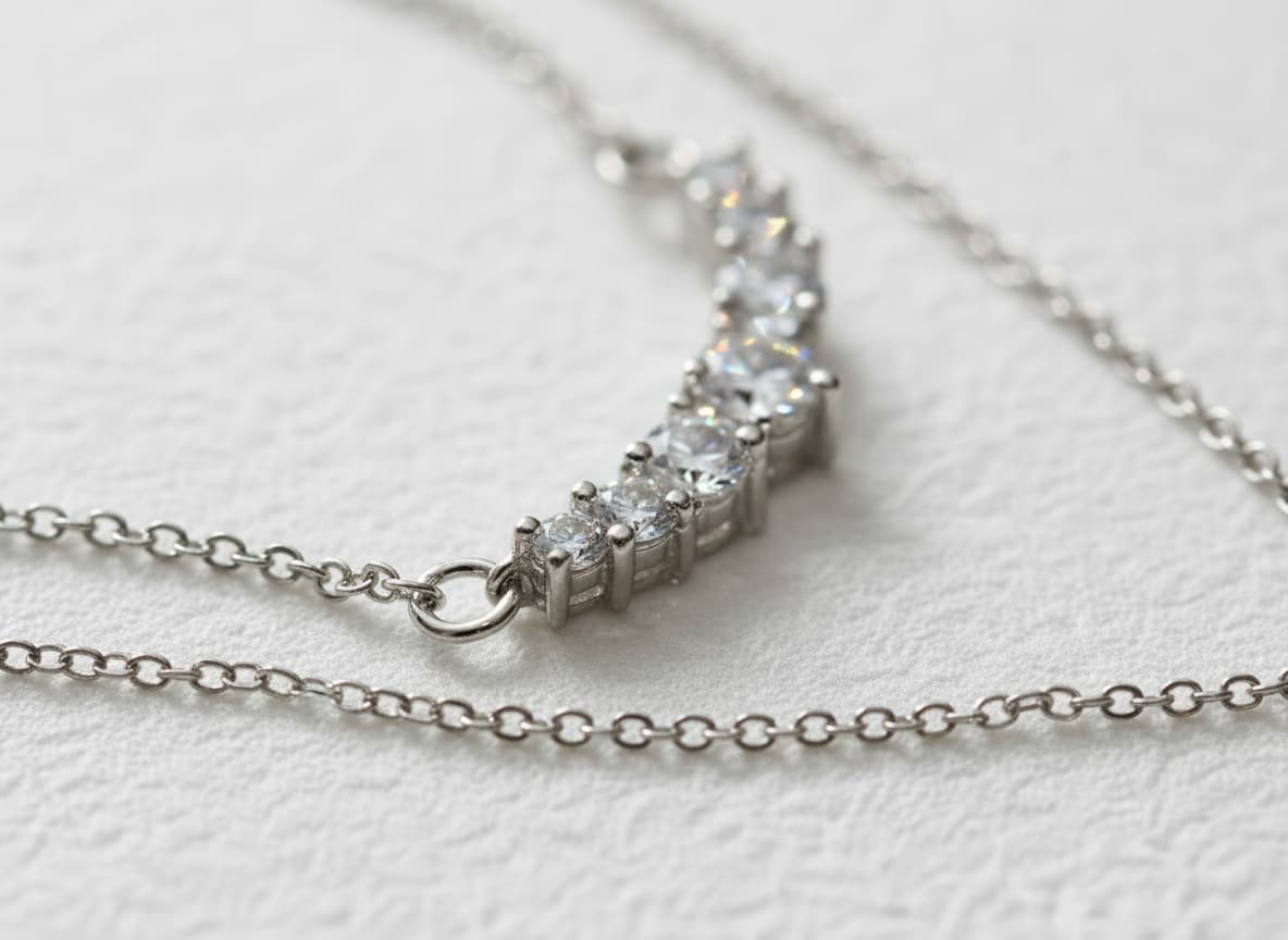 Macro close-up of the crystal bar pendant
