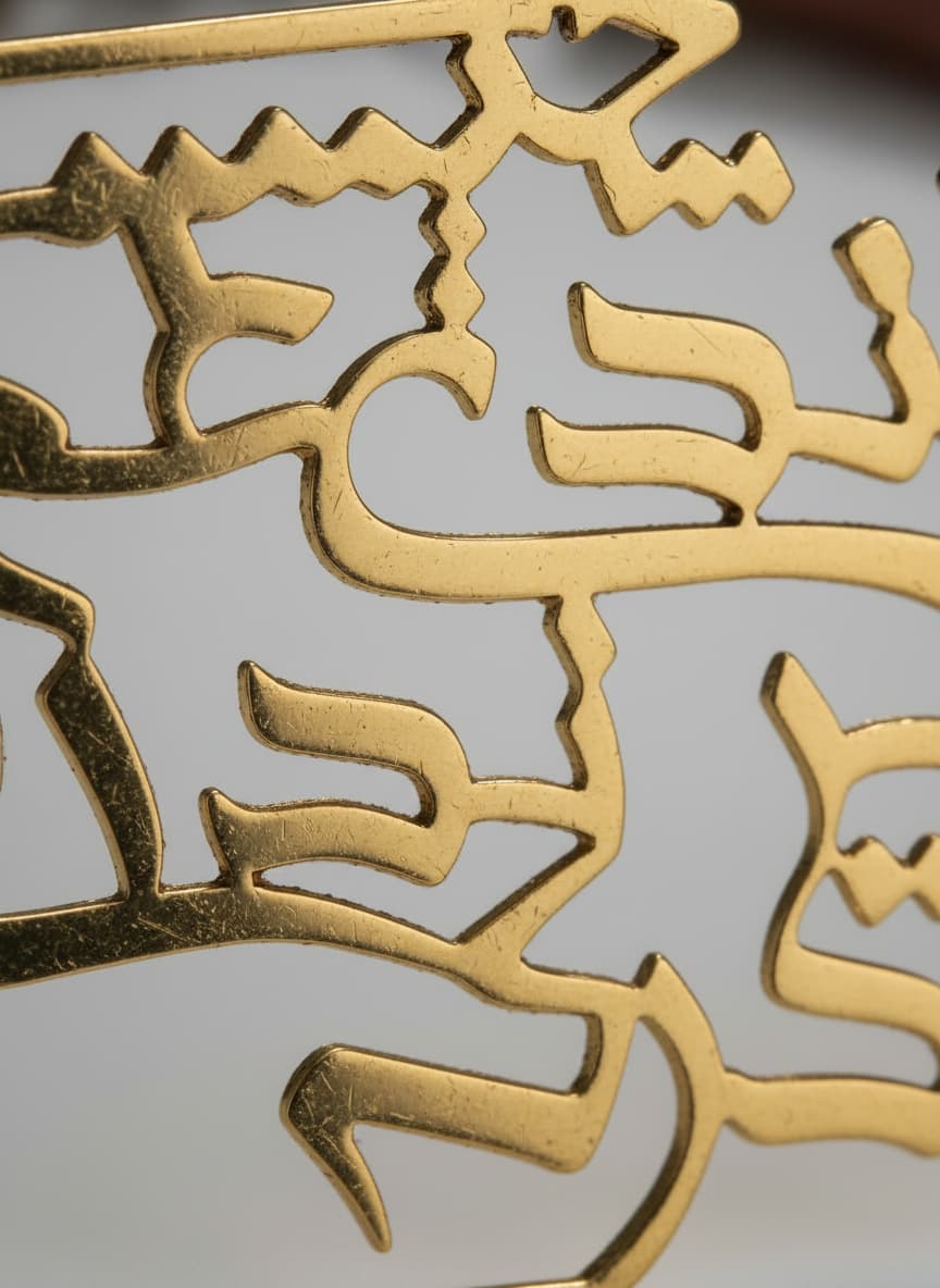 Macro close-up of the antique calligraphy plate
