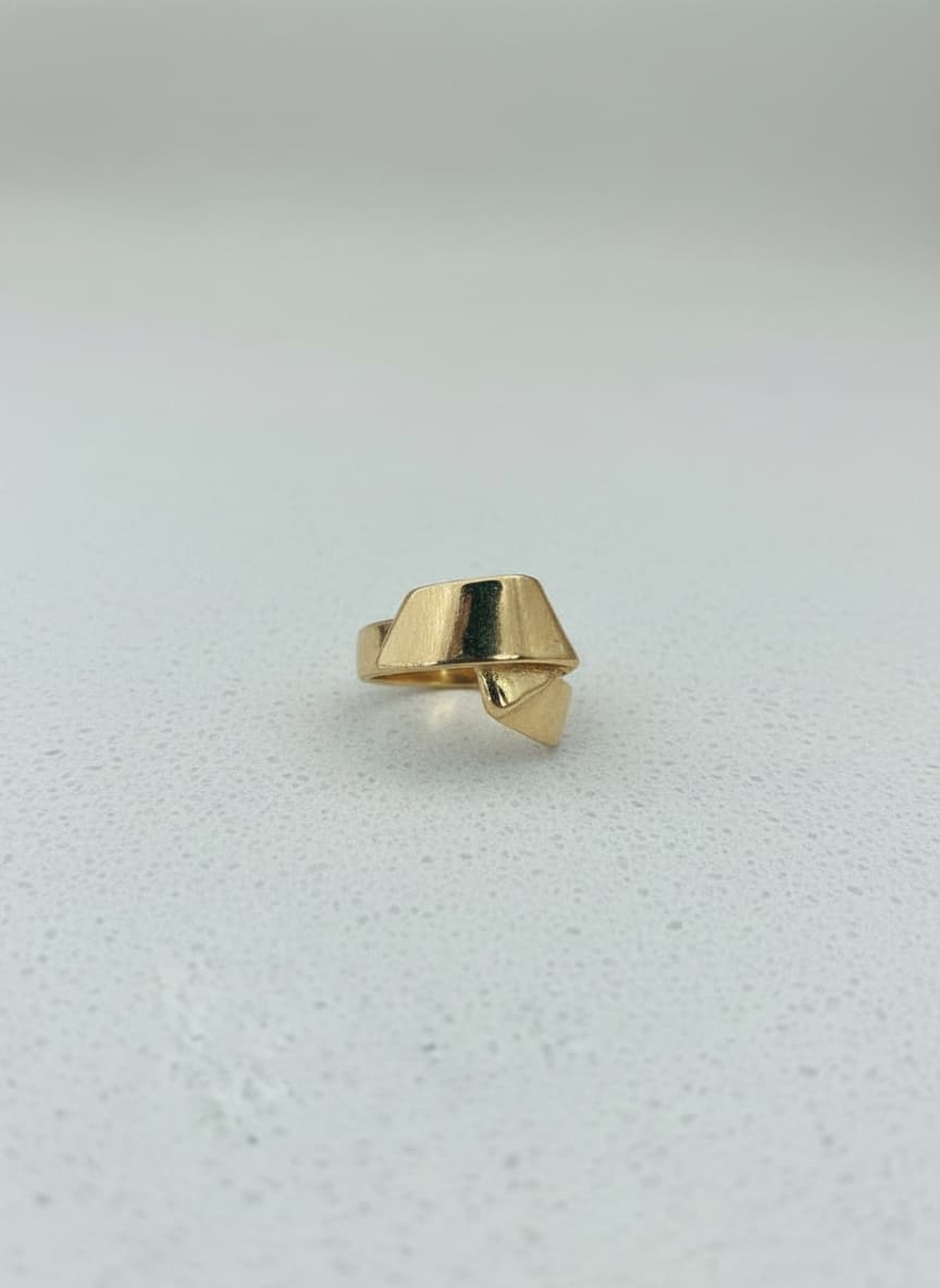 Gold-Tone Sculptural Wrap Ring – Asymmetric Statement Ring