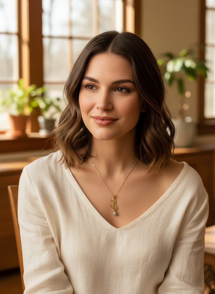 Model wearing the eshgh clear stone necklace