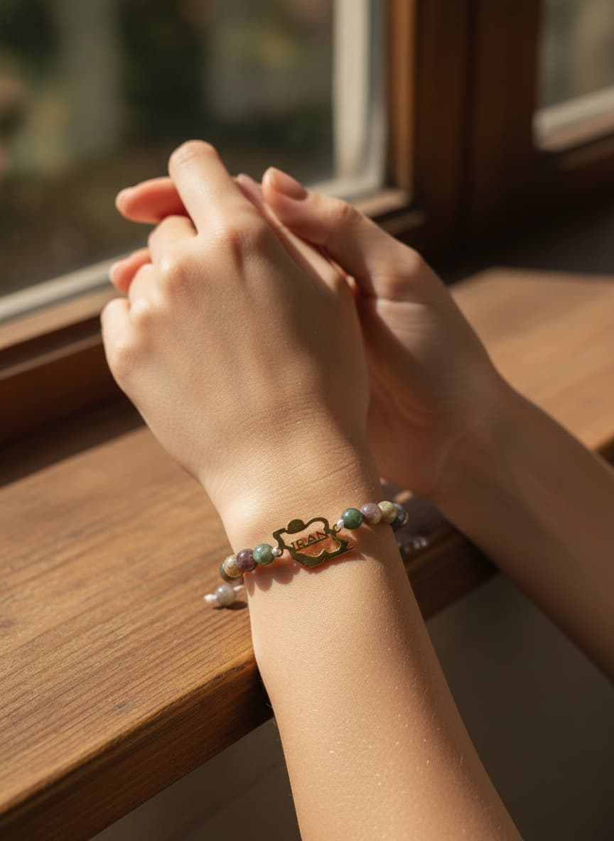 Model wearing the IRAN map bracelet