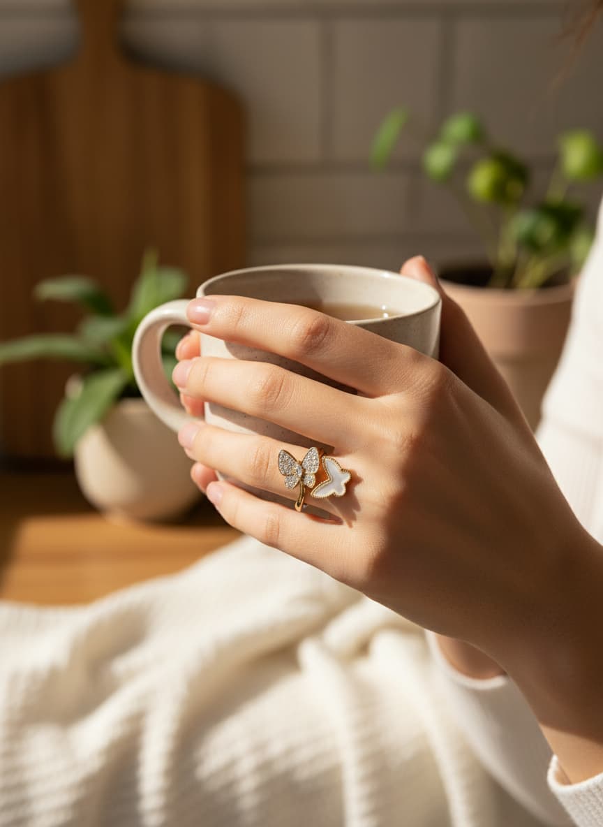Butterfly Clover Ring by Adrissa Design — view 2