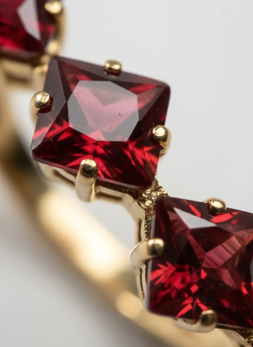 Garnet Square Stack Ring