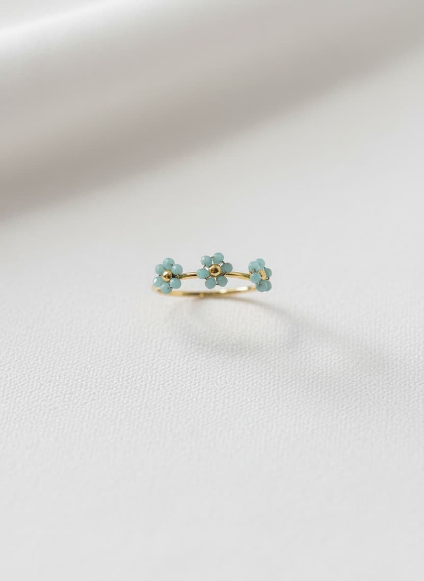 Light Blue Flower Cluster Ring