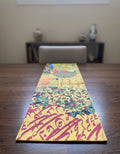 Gold velvet runner with calligraphy poem and miniatures