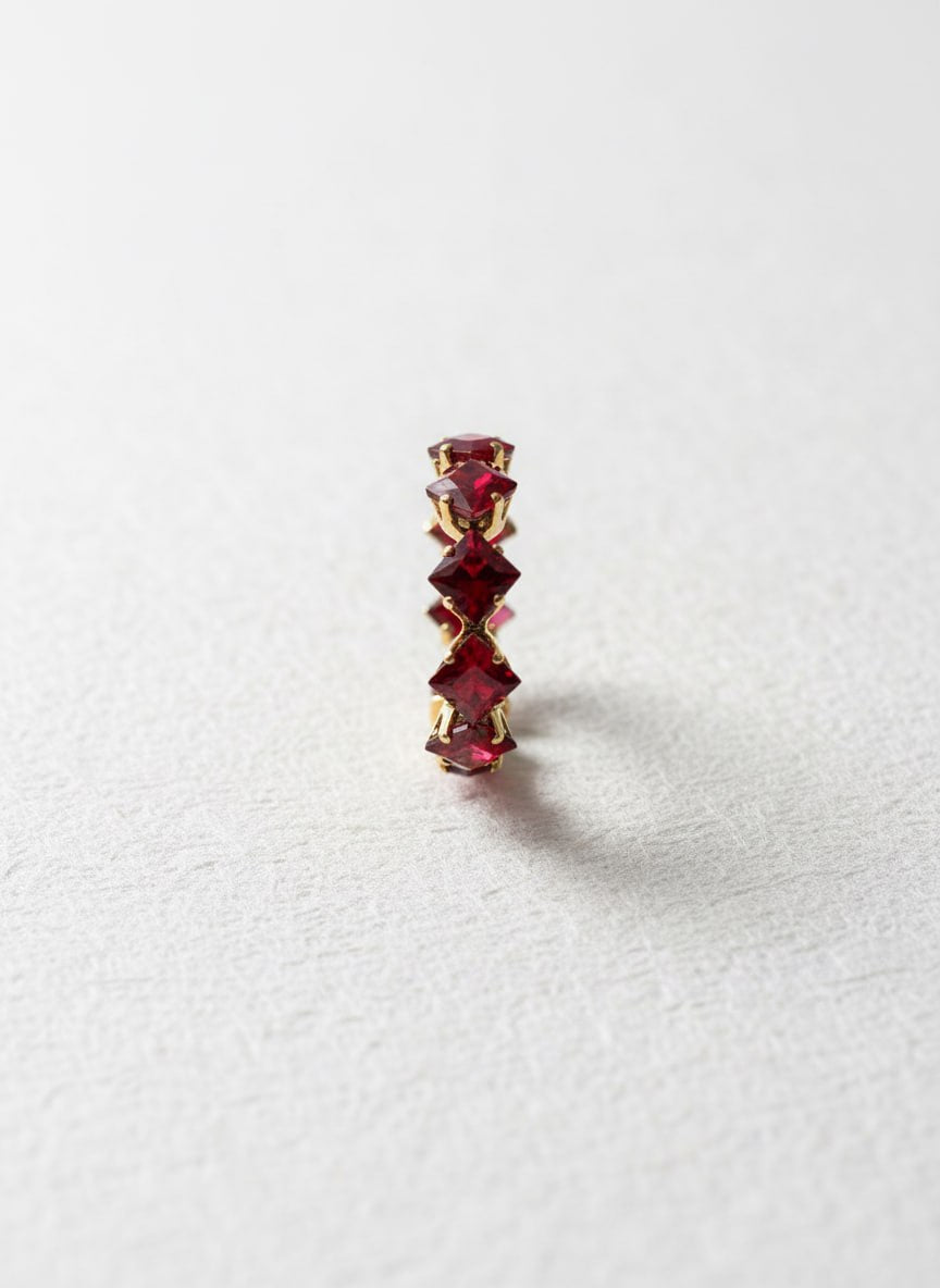 Garnet Square Stack Ring