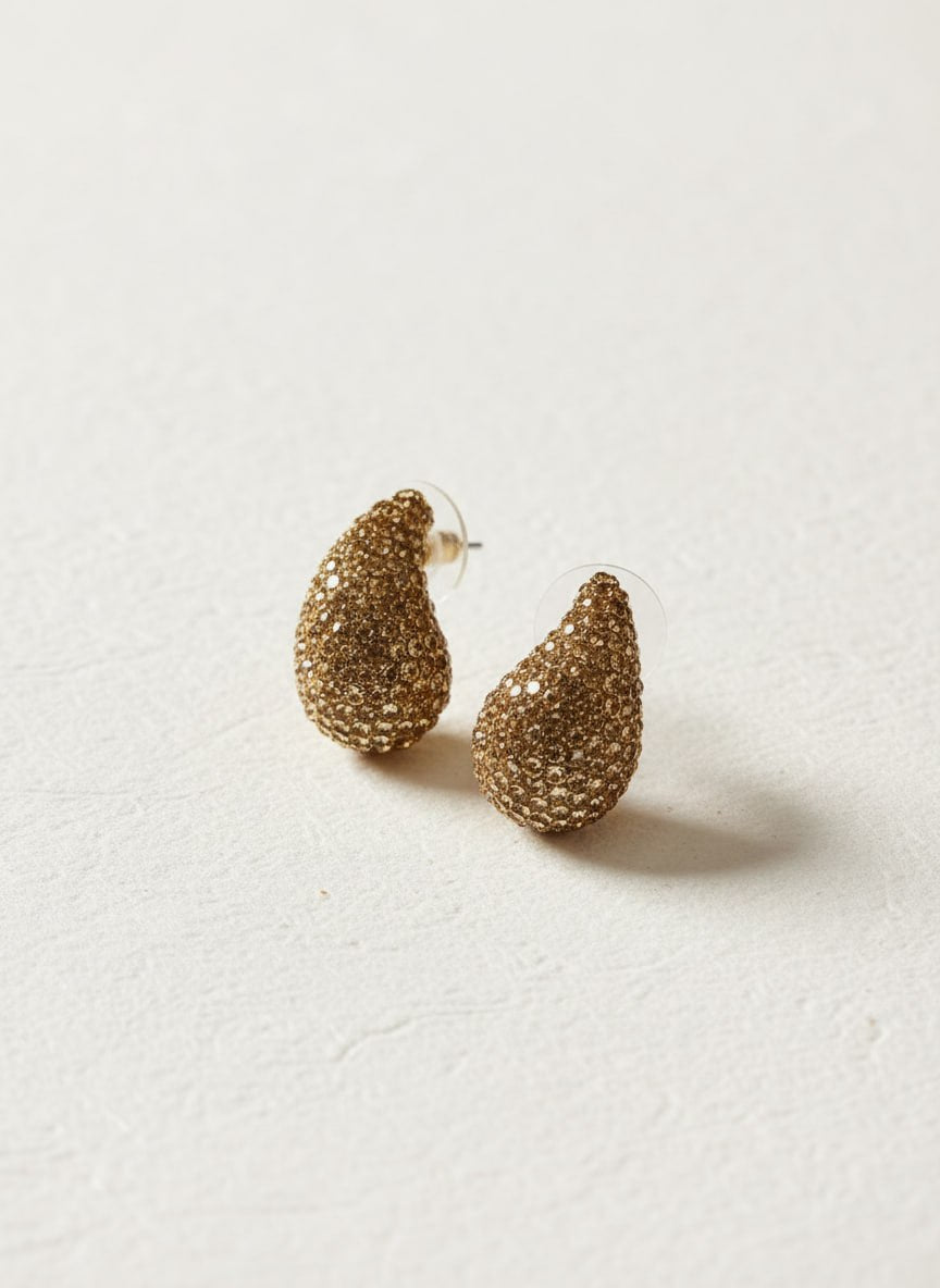 Gold Glitter Teardrop Earrings