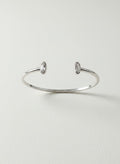 Silver CZ Oval Bangle Bracelet