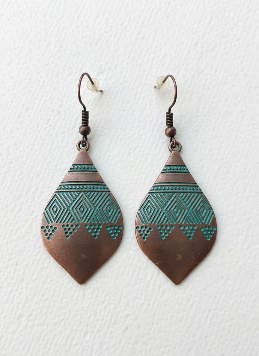Mixed Metal Copper Stripe Earrings