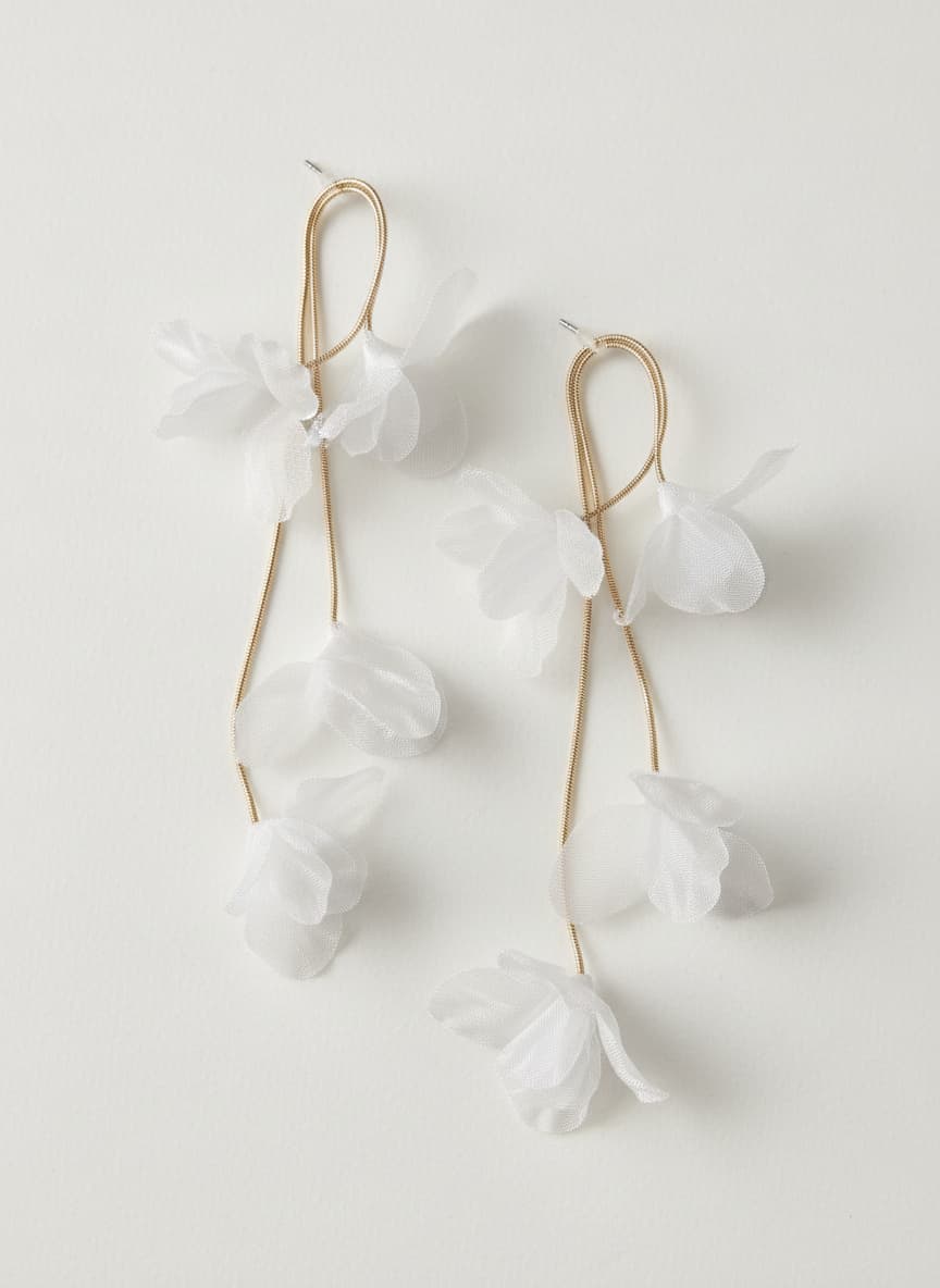 Organza Flower Drop Earrings
