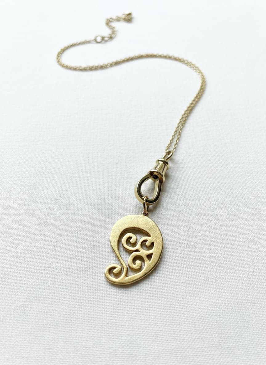 Gold Swirl Paisley Necklace