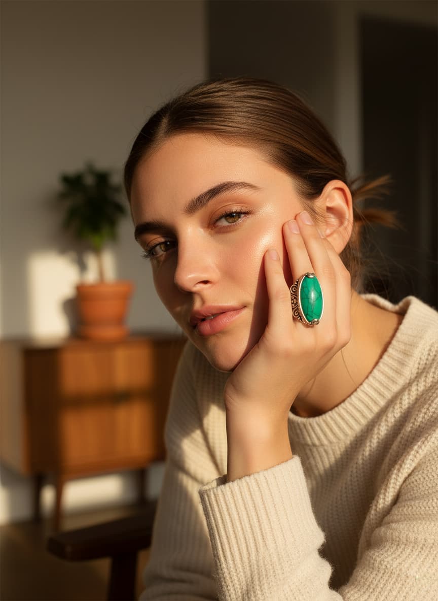 Emerald Cabochon Statement Ring