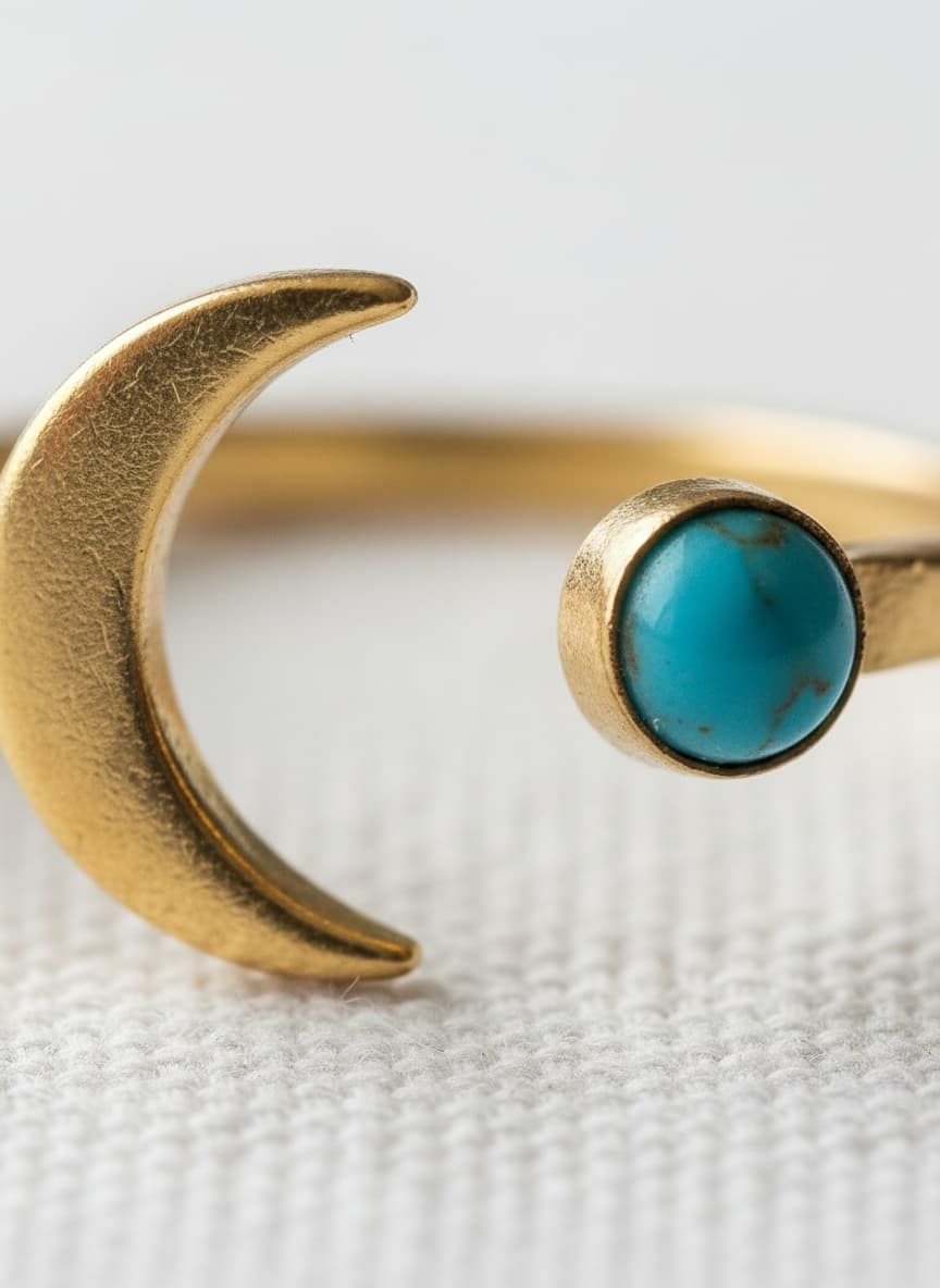 Crescent Moon Turquoise Ring