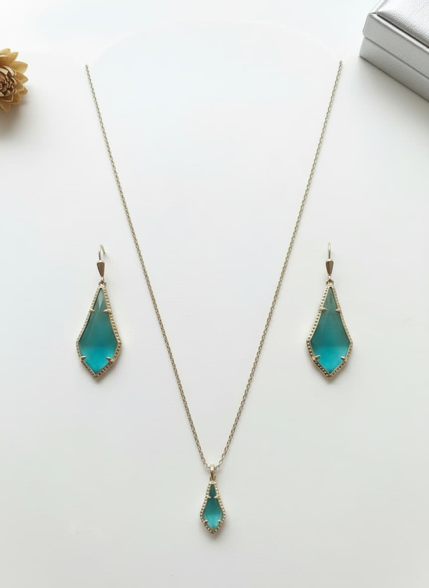 Teal Stone Drop Earrings