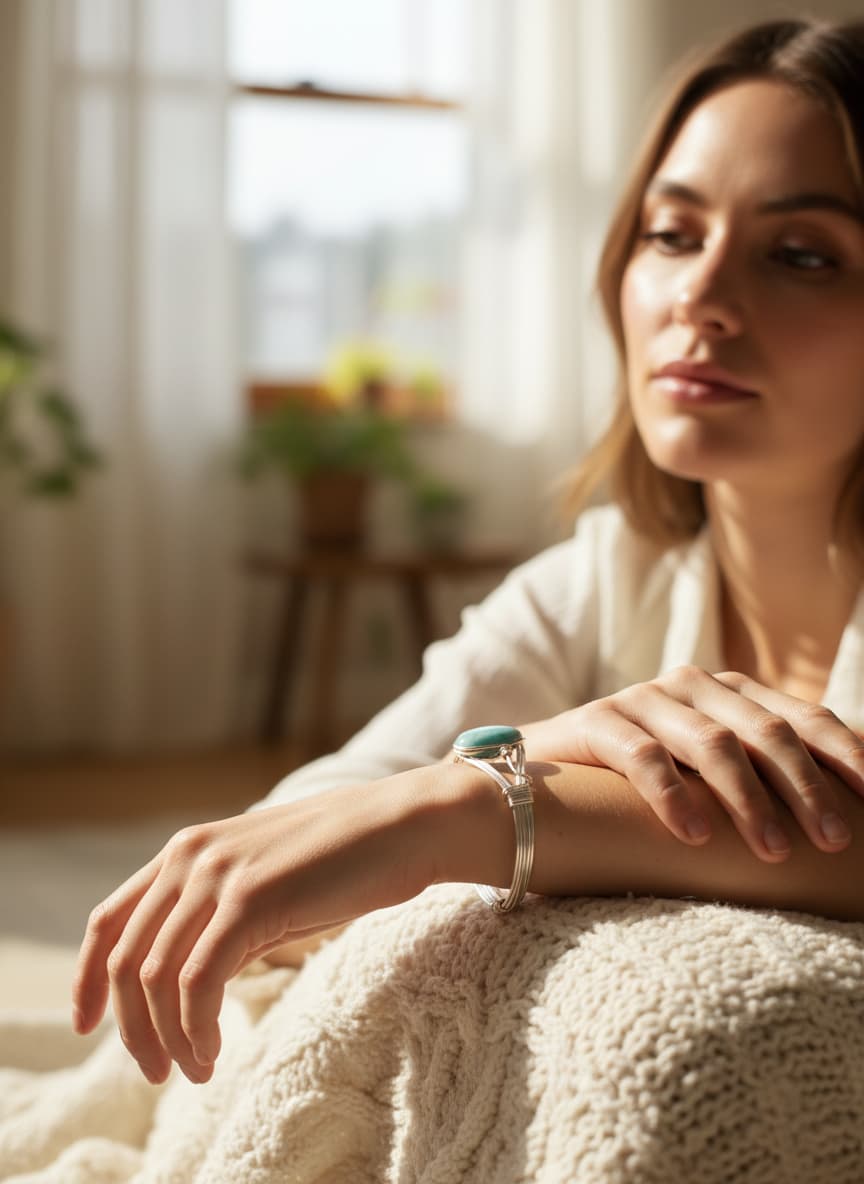 Turquoise Cabochon Wire Cuff