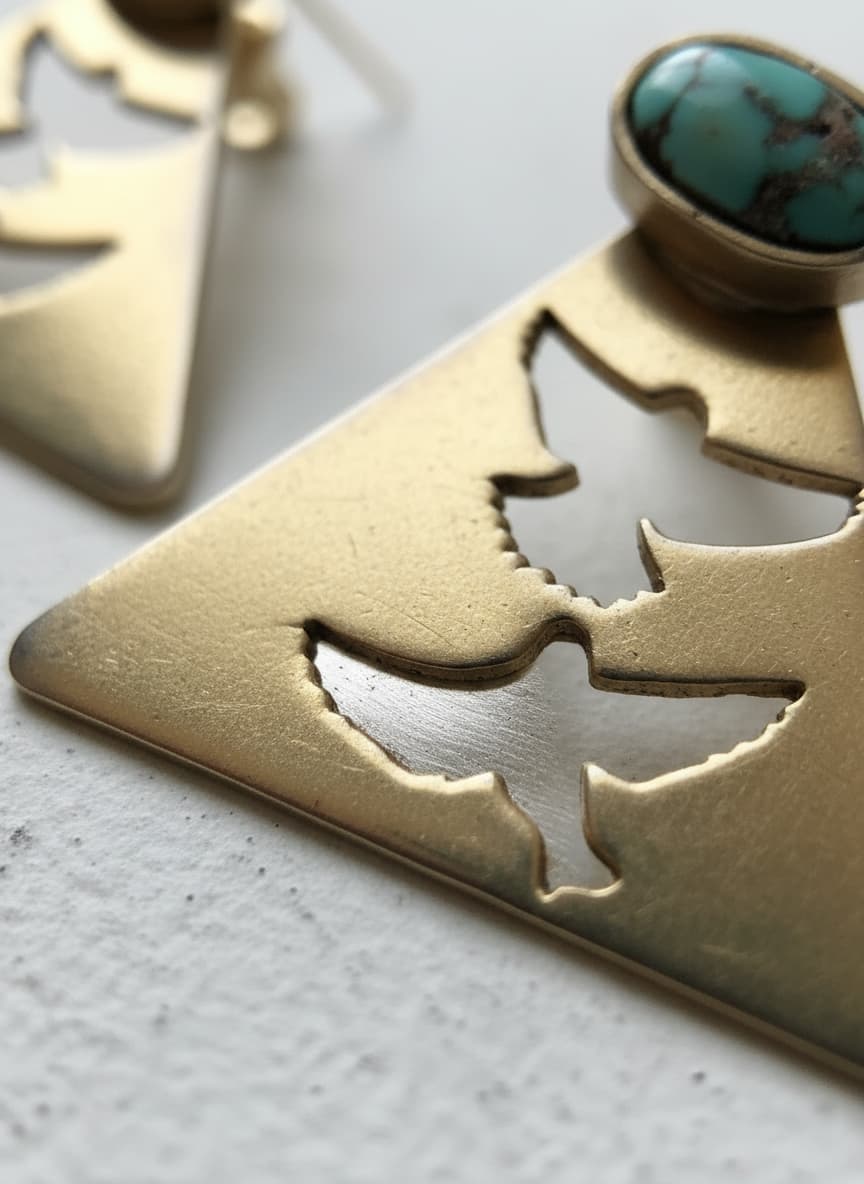 Turquoise Bird Triangle Earrings