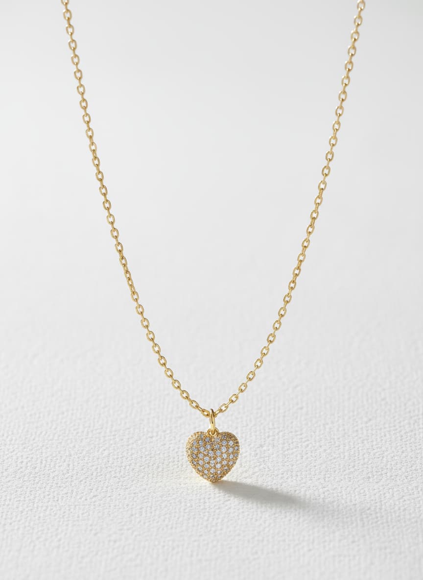 Pave Heart Pendant Necklace