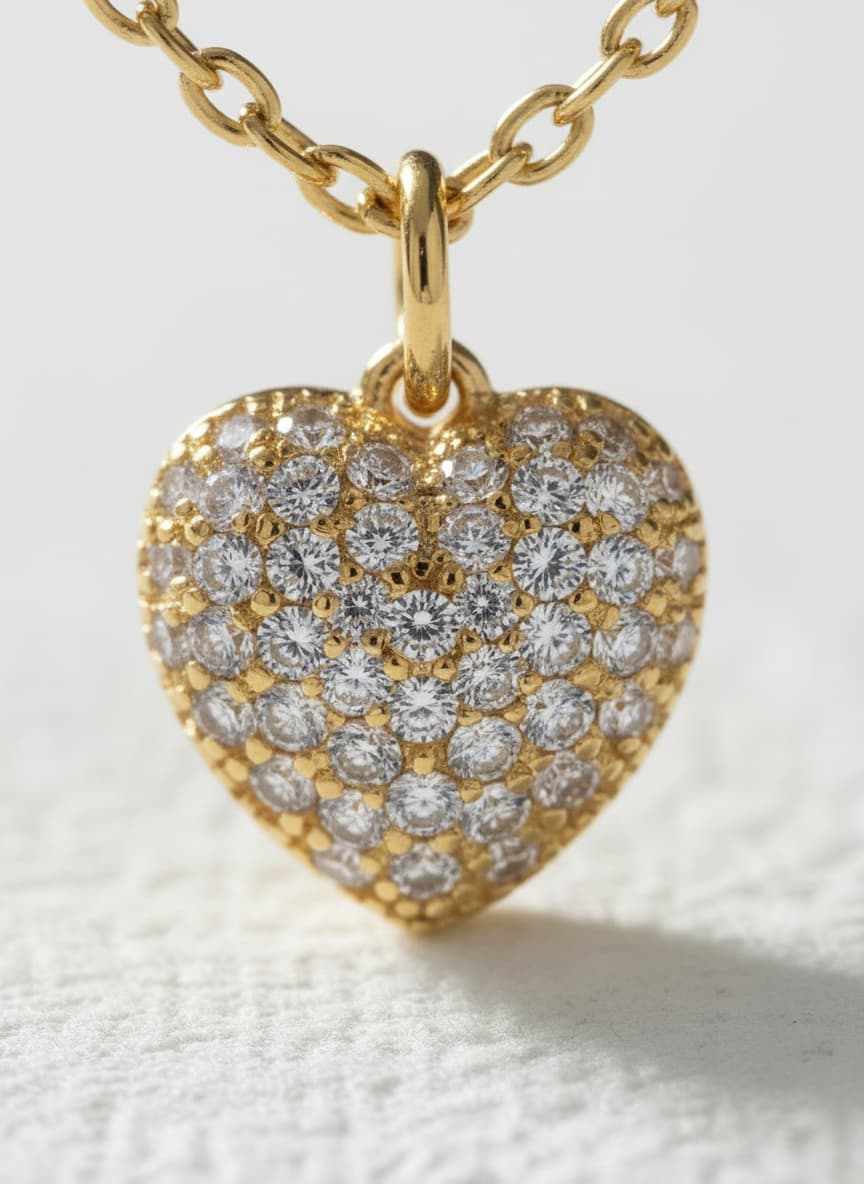 Pave Heart Pendant Necklace