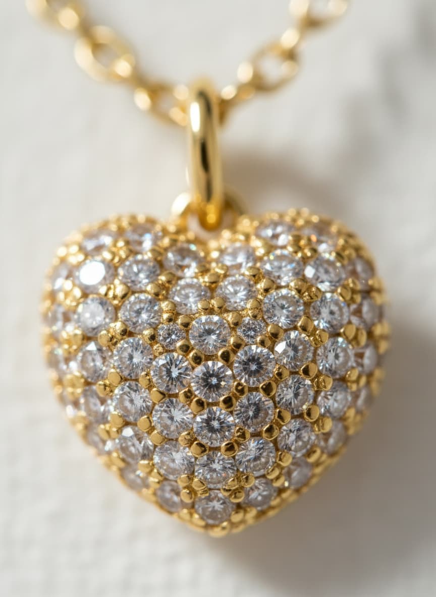 Pave Heart Pendant Necklace by Adrissa Design