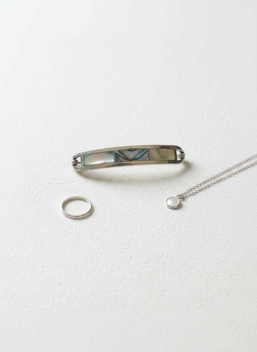 Abalone Floral Silver Bangle