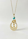 Turquoise Bead Calligraphy Necklace by Adrissa Design