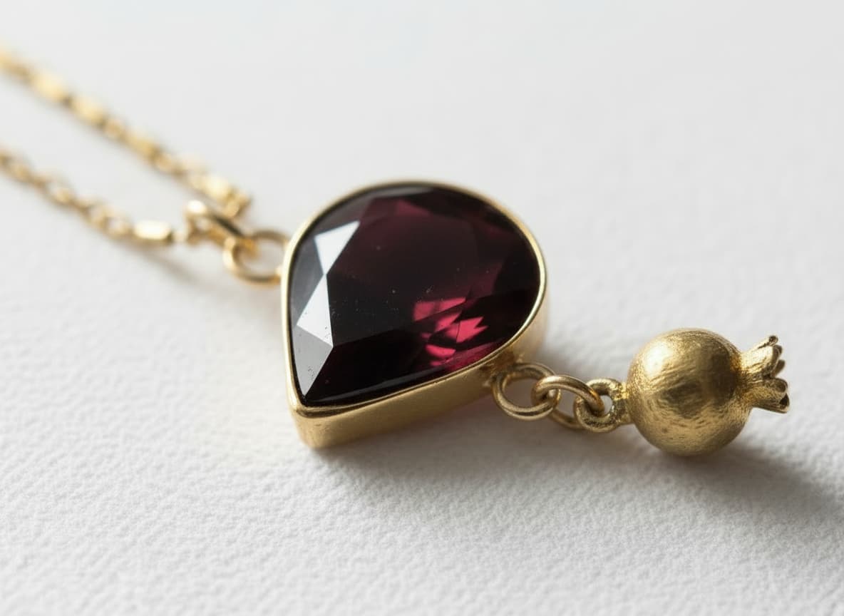 Garnet Pomegranate Charm Necklace