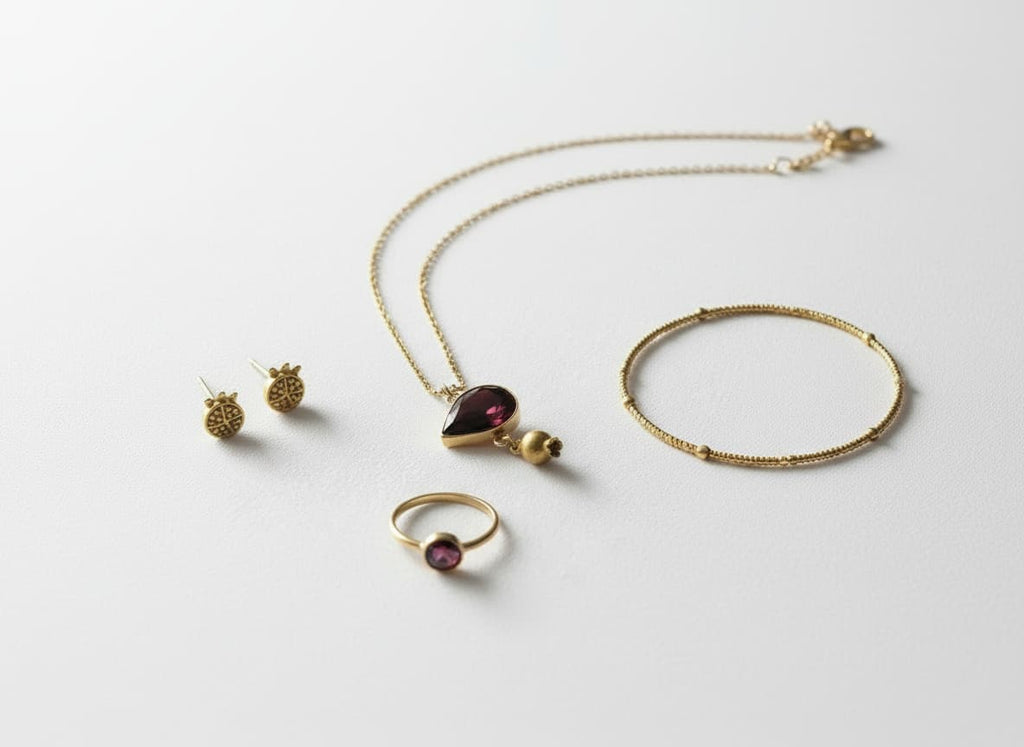 Garnet Pomegranate Charm Necklace