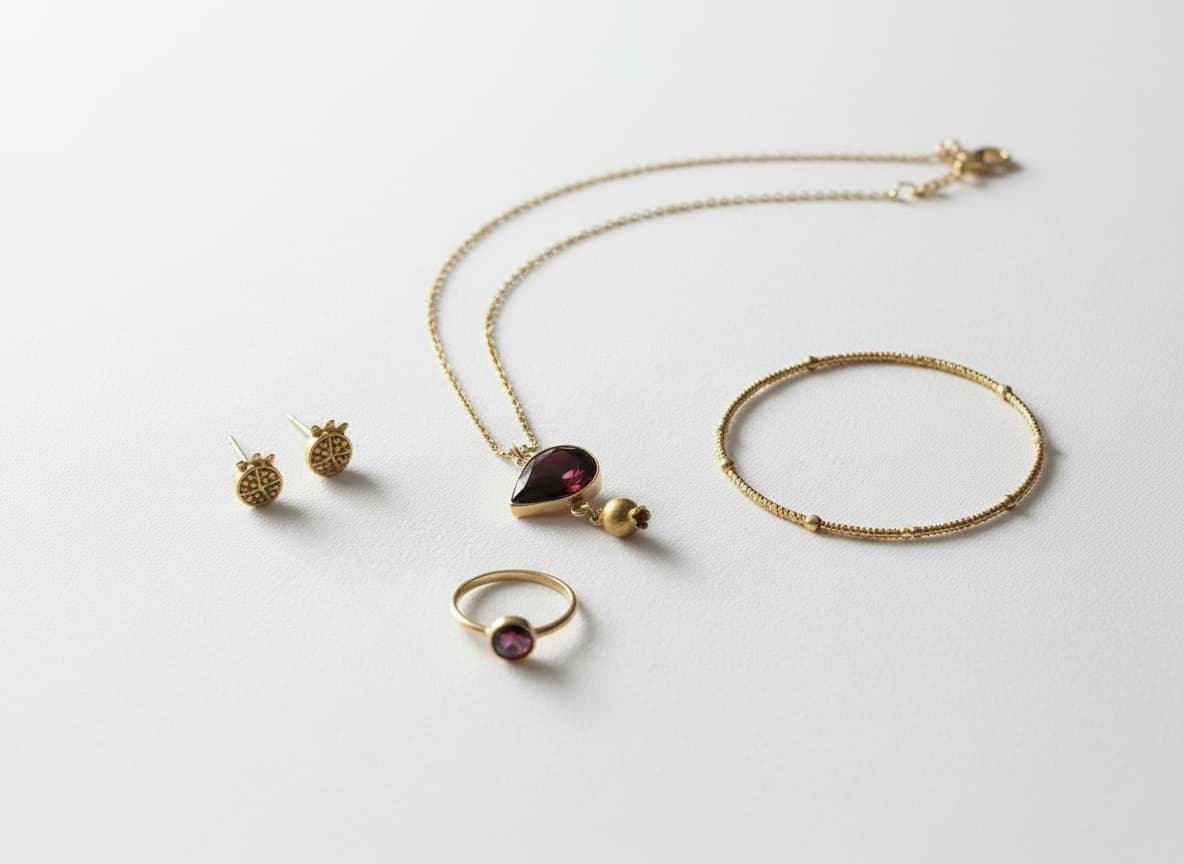 Garnet Pomegranate Charm Necklace