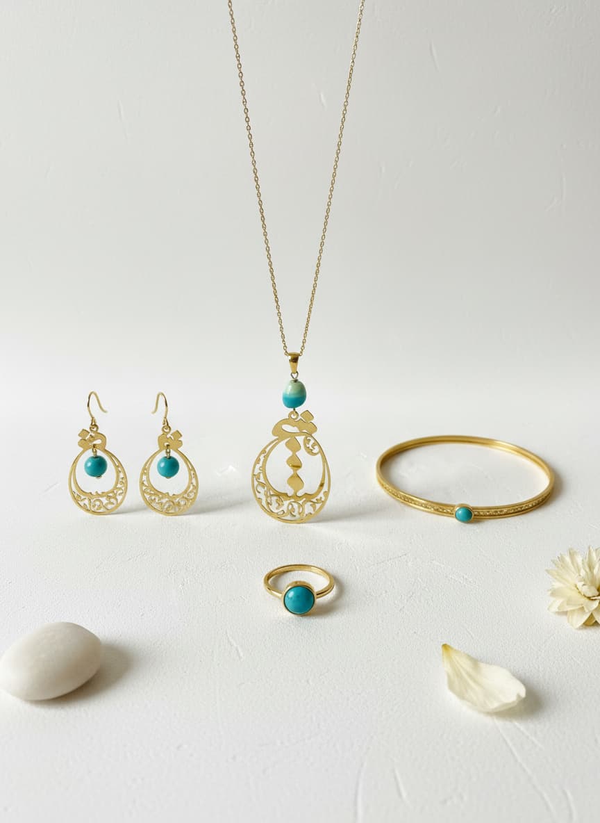 Turquoise Bead Calligraphy Necklace