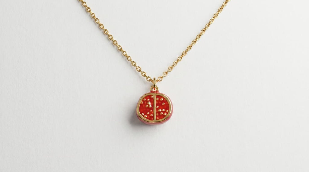 Pomegranate Enamel Pendant Necklace