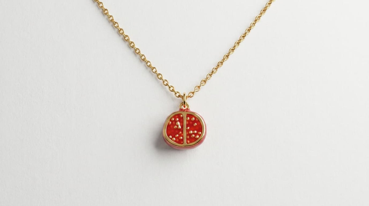 Pomegranate Enamel Pendant Necklace