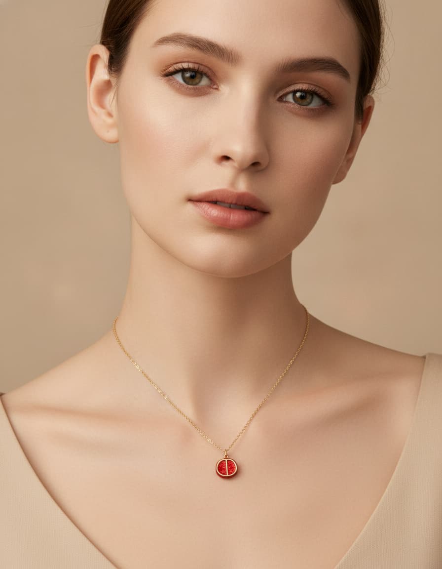 Pomegranate Enamel Pendant Necklace