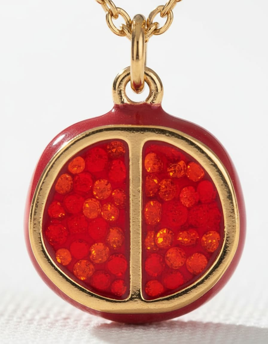 Pomegranate Enamel Pendant Necklace