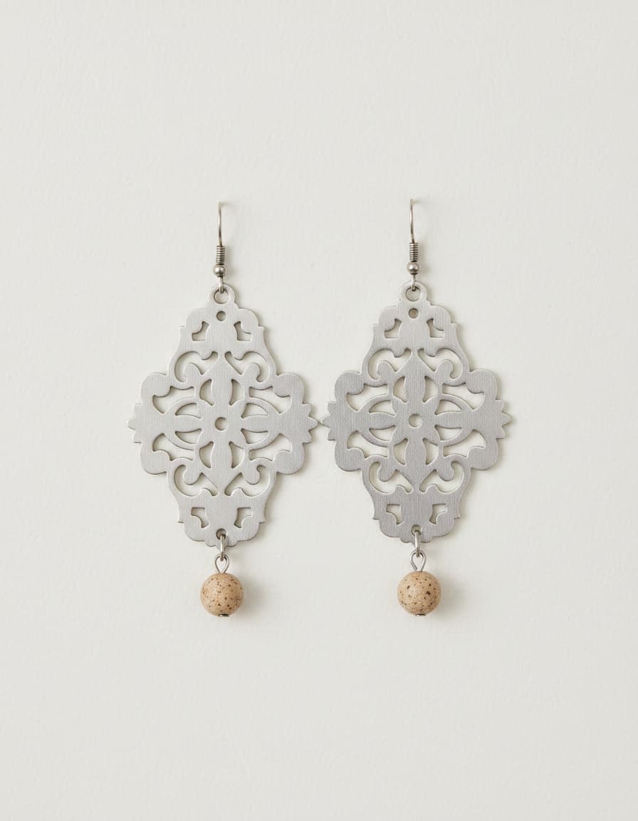 Gray Filigree Drop Earrings
