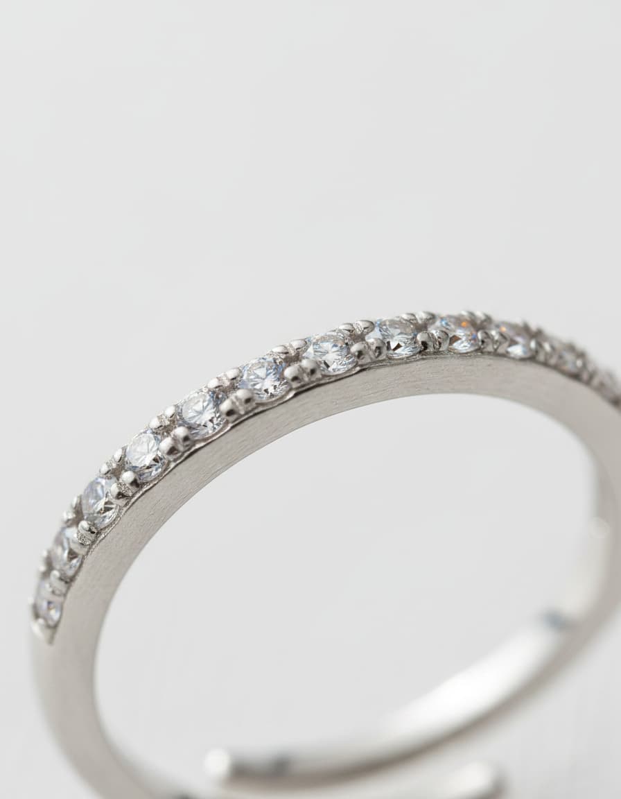 Silver Pave Open Ring