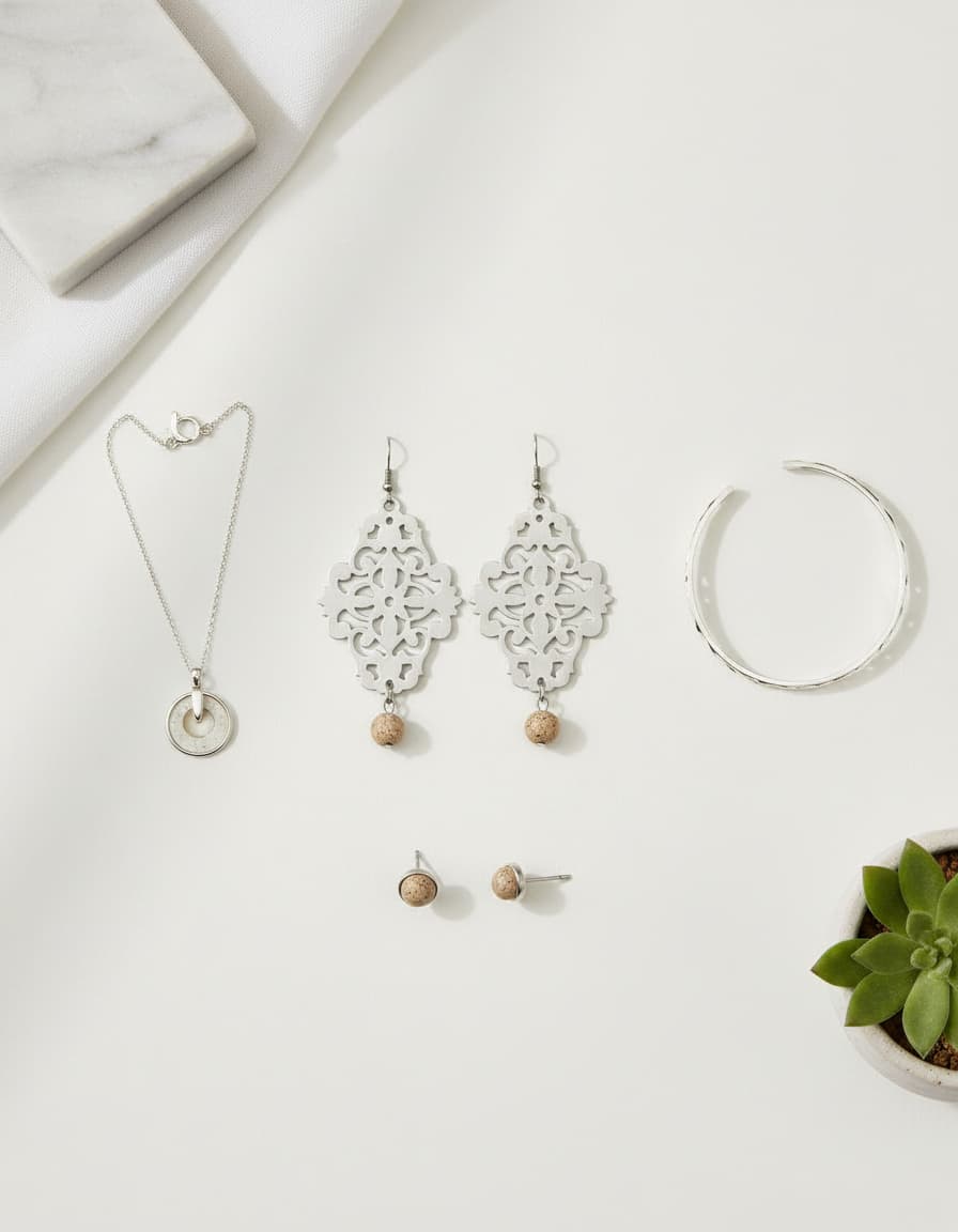 Gray Filigree Drop Earrings
