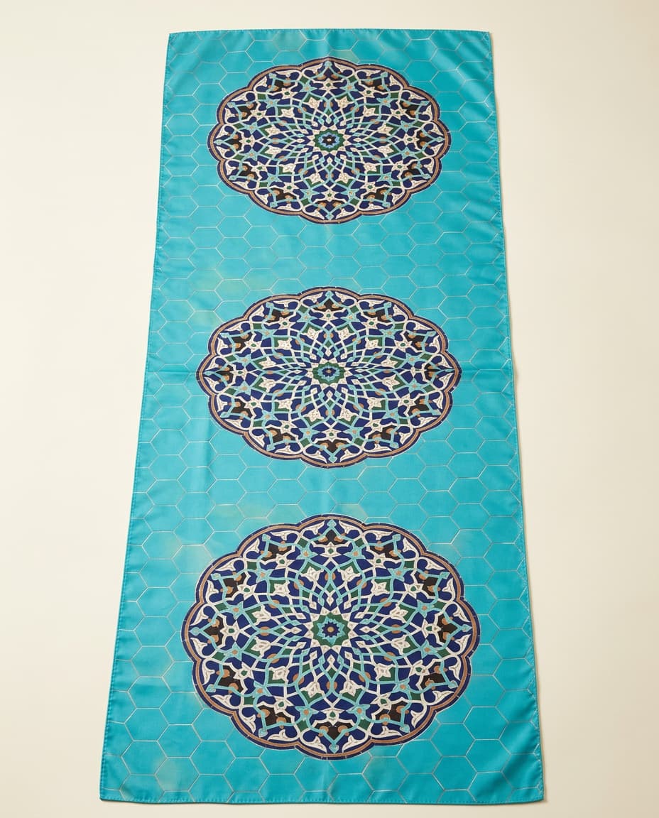 Teal Medallion Silk Scarf