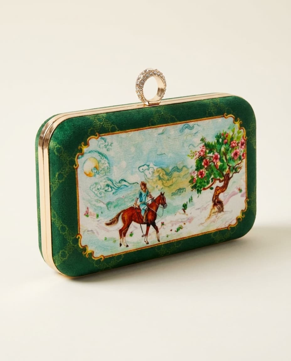 Persian Garden Green Clutch by Adrissa Design