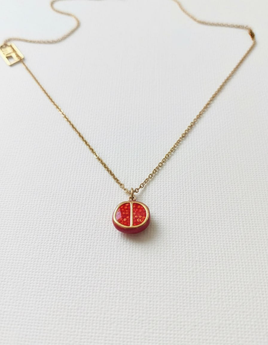 Pomegranate Enamel Pendant Necklace