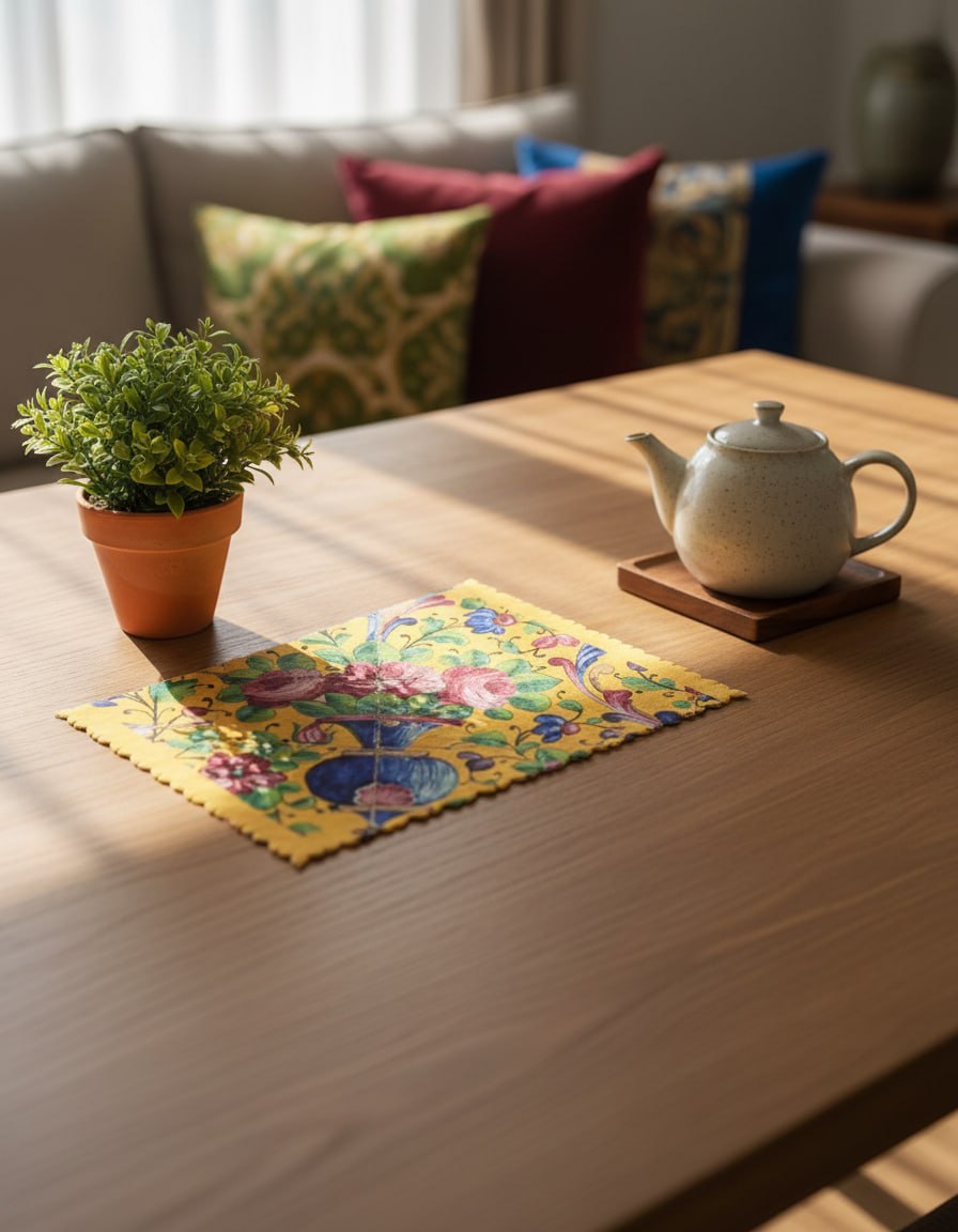 Yellow Floral Tapestry Placemat by Adrissa Design